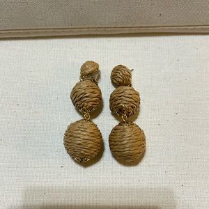 Raffia Earrings- 3 Tiered Balls